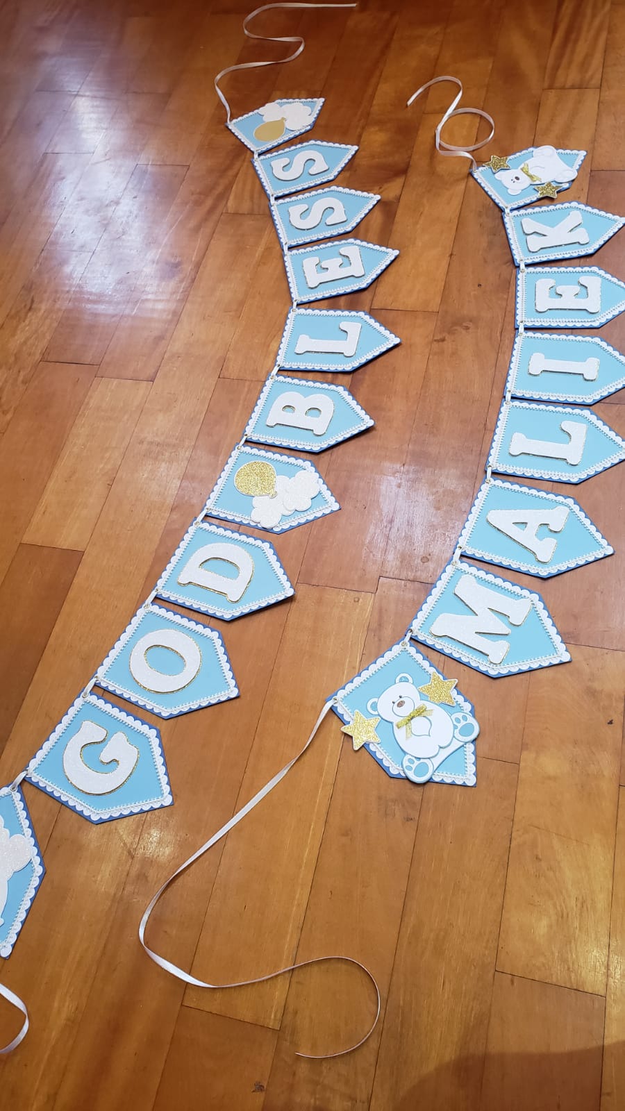 Custom pennant banner with personalised design